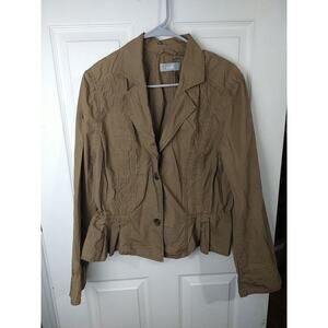 Wallis Woman 20 Blazer Casual Boho Lage look Pleated Brown Two Button